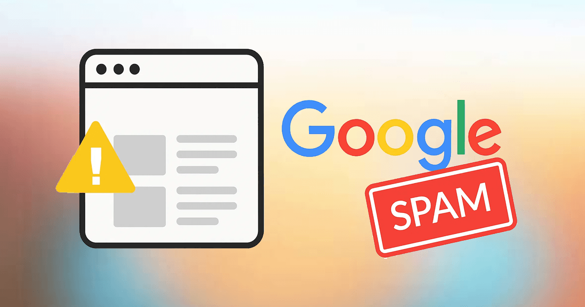 Google spam cezaları uyarısı, spam damgası ve uyarı işareti bulunan web sitesi penceresi