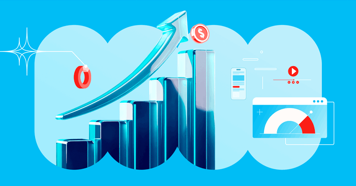 WordPress hız ve performans optimizasyonunu temsil eden yükselen grafik ve hız göstergesi illüstrasyonu