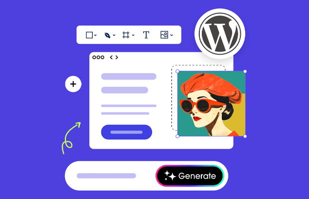 Yapay zeka özellikleriyle çalışan WordPress altyapısını temsil eden arayüz illüstrasyonu