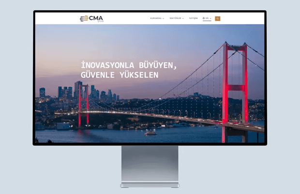 Kurumsal site tasarımı örneği: CMA Group'un çok dilli kurumsal web sitesi anasayfa görünümü