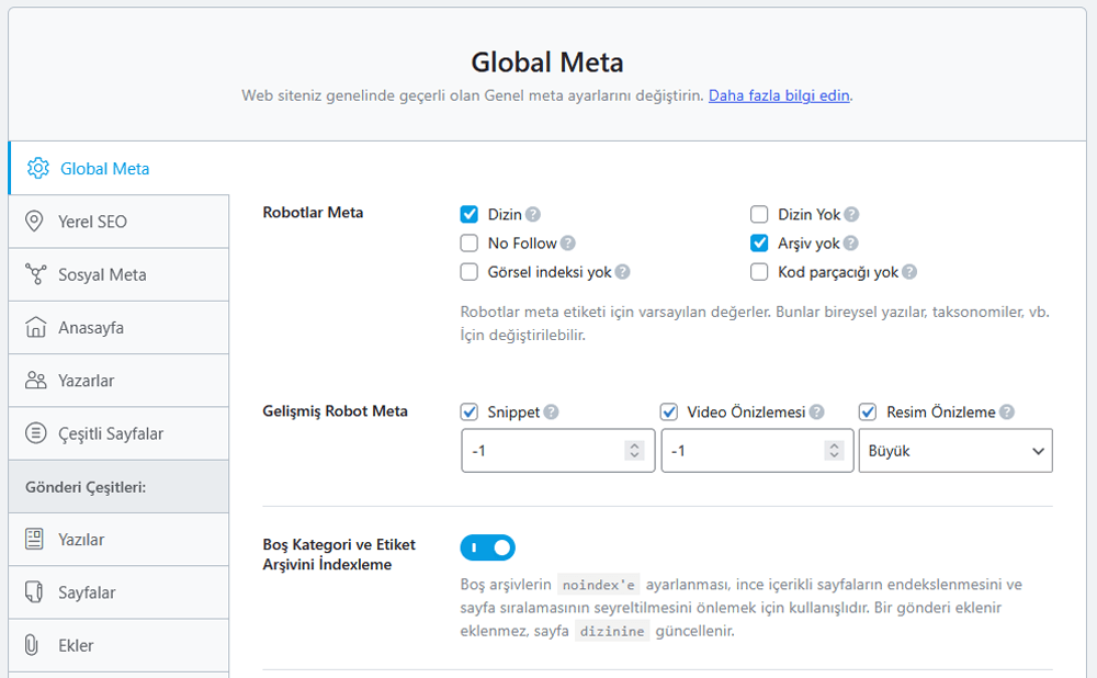 rank math global meta ayarlari sayfasi